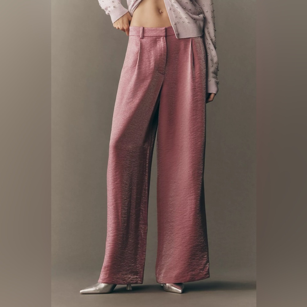 Anthropologie Maeve Shimmered Wide-Leg Trousers  Pants Size 12